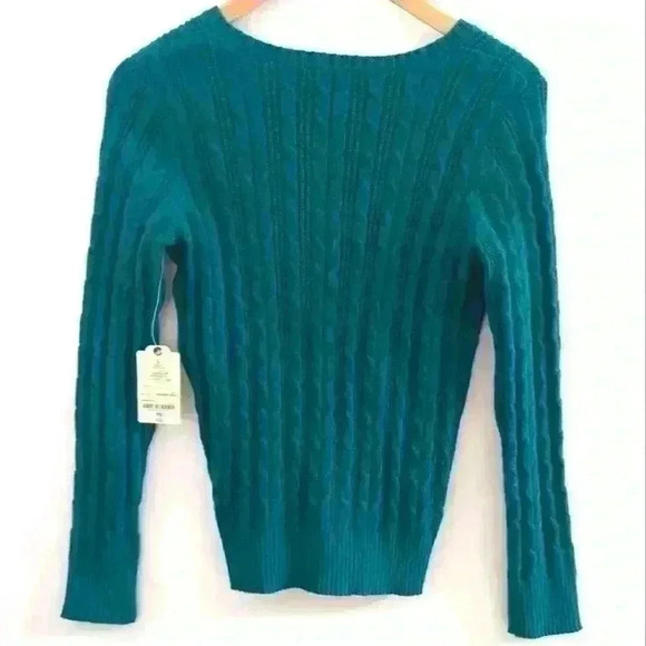🌴2/$25🌴ST. JOHNS BAY | Women's Exquisite Teal Cable Knit V-Neck Sweater - Picture 3 of 3